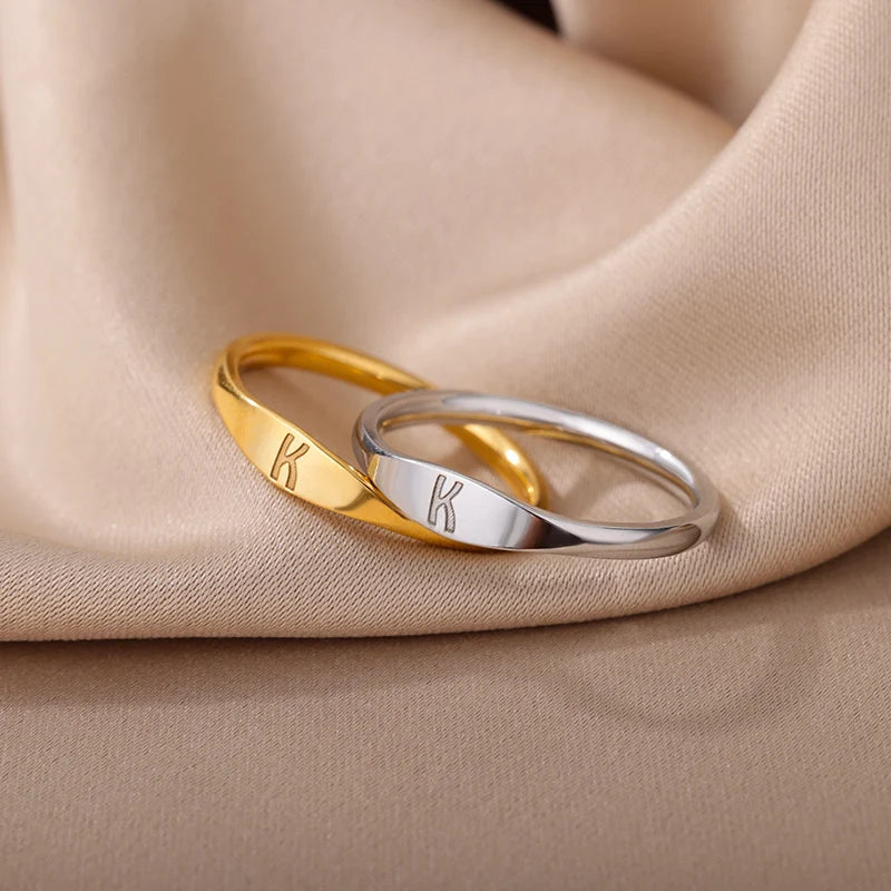 Minimalist Initial Signet Ring - Personalized Gold & Silver Letter Rings