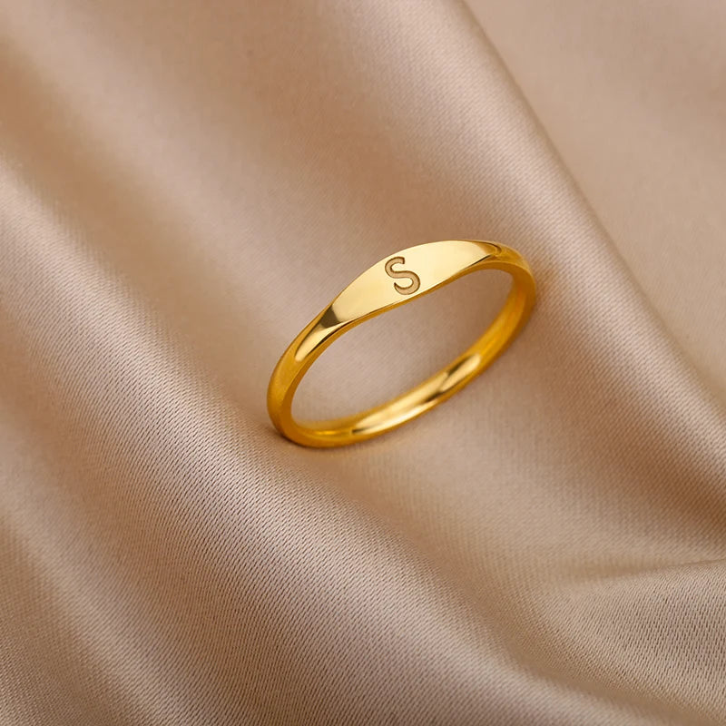 Minimalist Initial Signet Ring - Personalized Gold & Silver Letter Rings