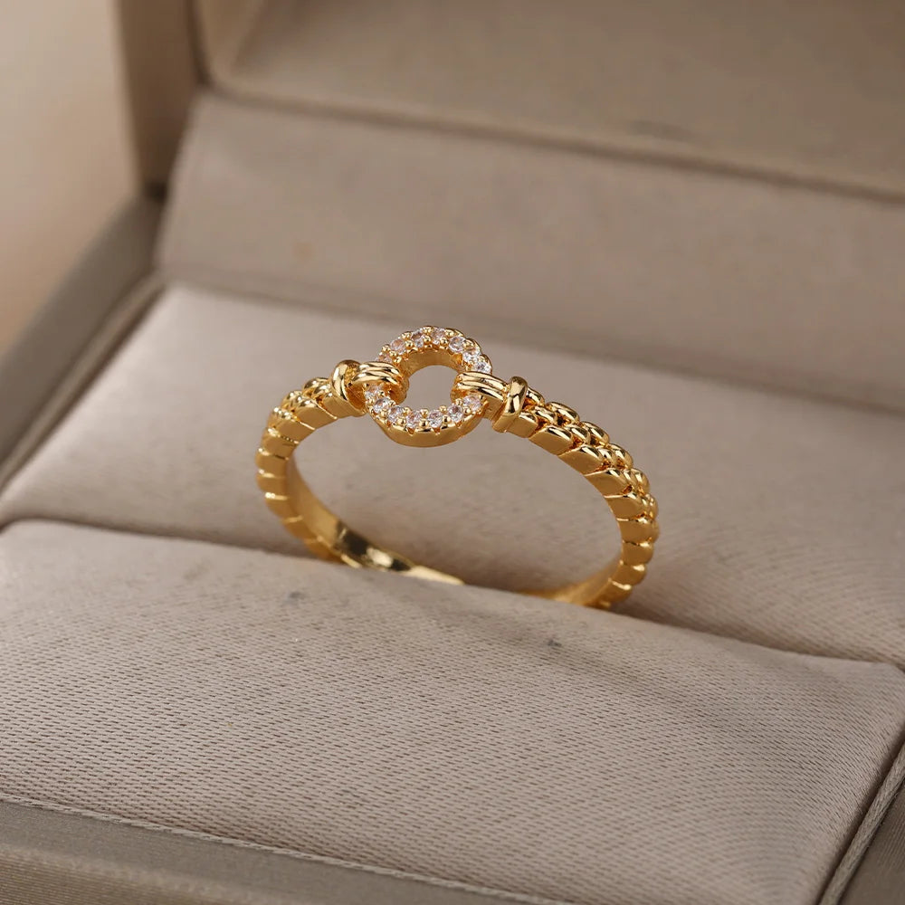 Elegant Zircon Chain Ring - Adjustable Luxury Design