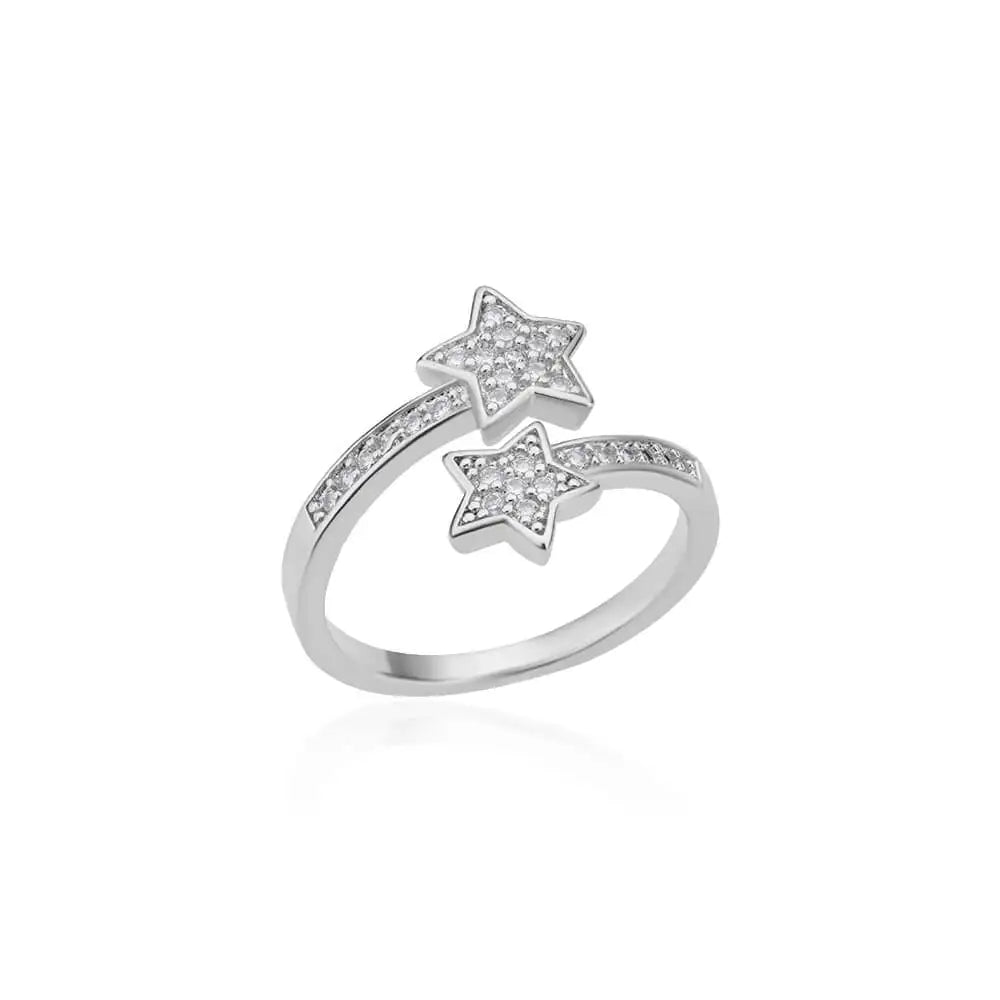 Celestial Star Wrap Ring - Gold Tone Plated with Zircon