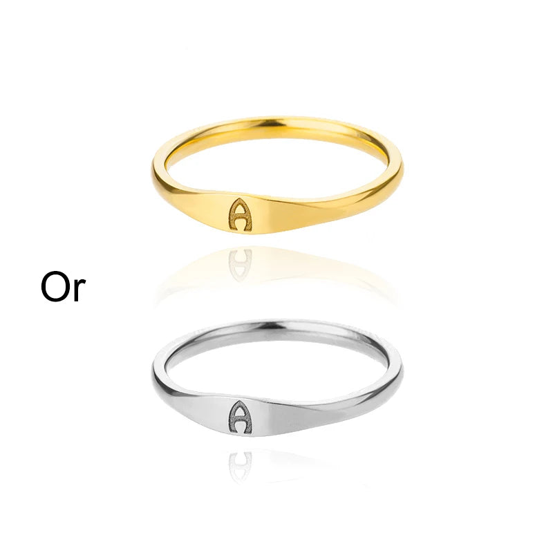 Minimalist Initial Signet Ring - Personalized Gold & Silver Letter Rings