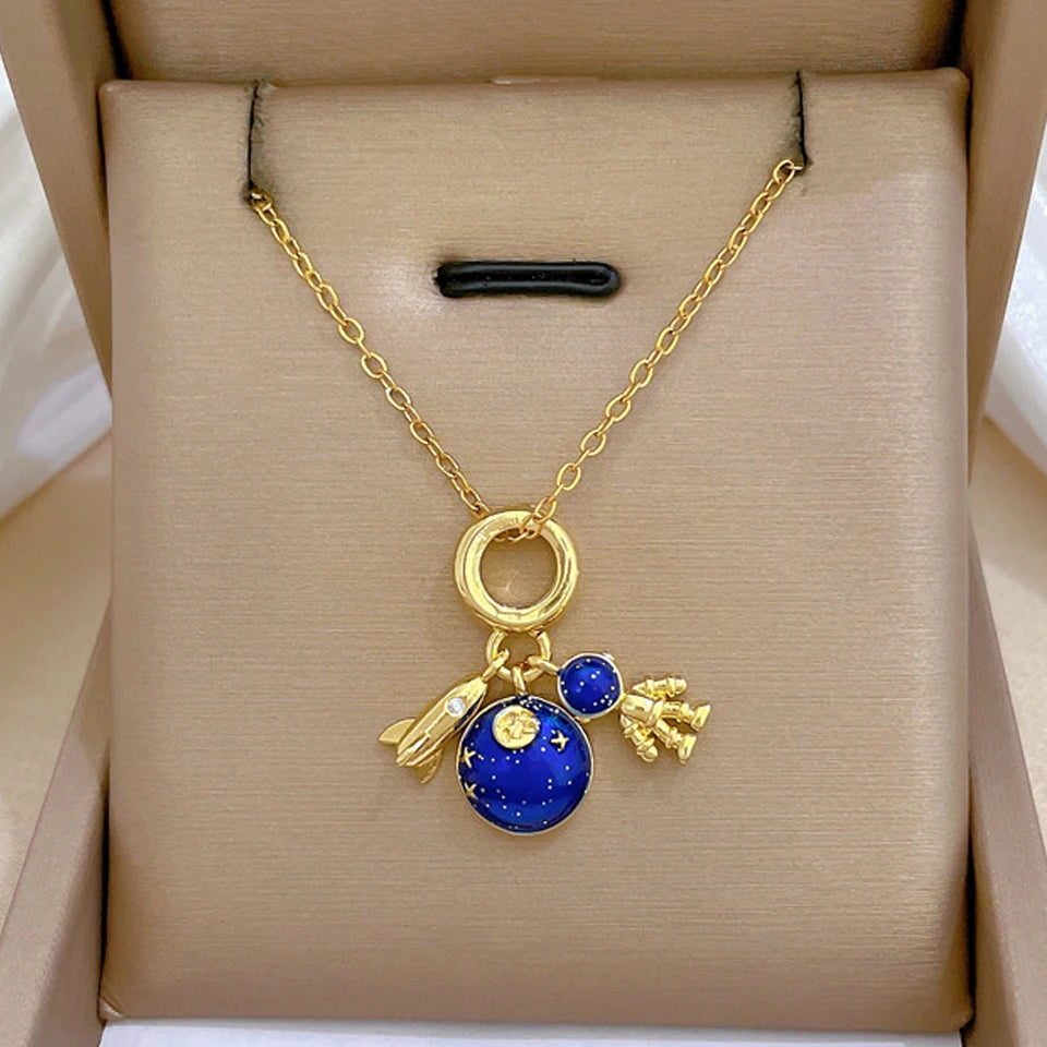 Saturn Moon Celestial Necklace