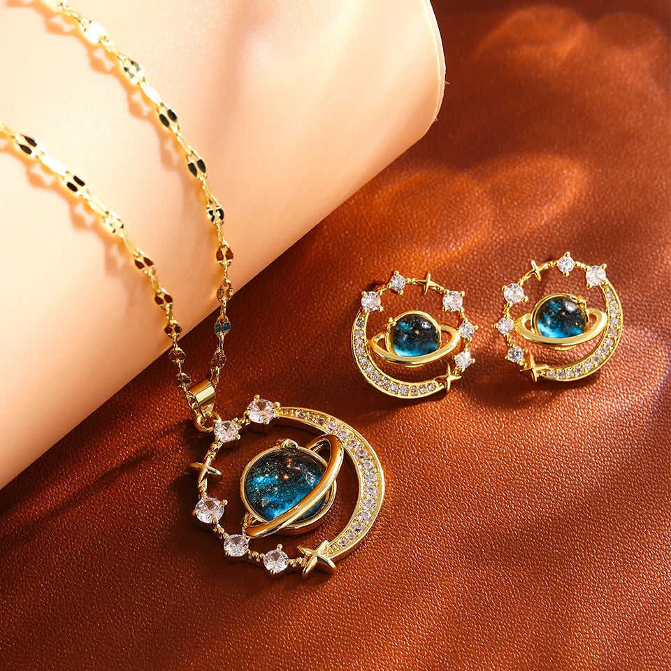 Saturn Moon Celestial Necklace