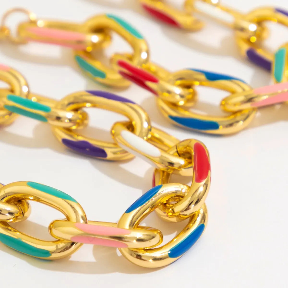 Candy Enamel Link Set - Gold Plated Necklace & Bracelet