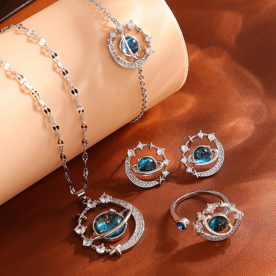 Saturn Moon Celestial Necklace