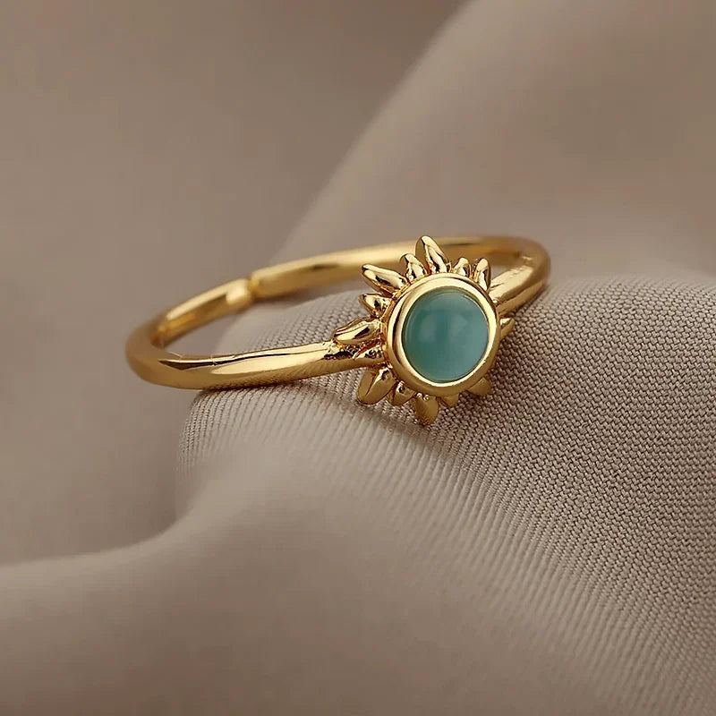 Stainless Steel Rings for Women Aesthetic Heart Gold Color Wedding