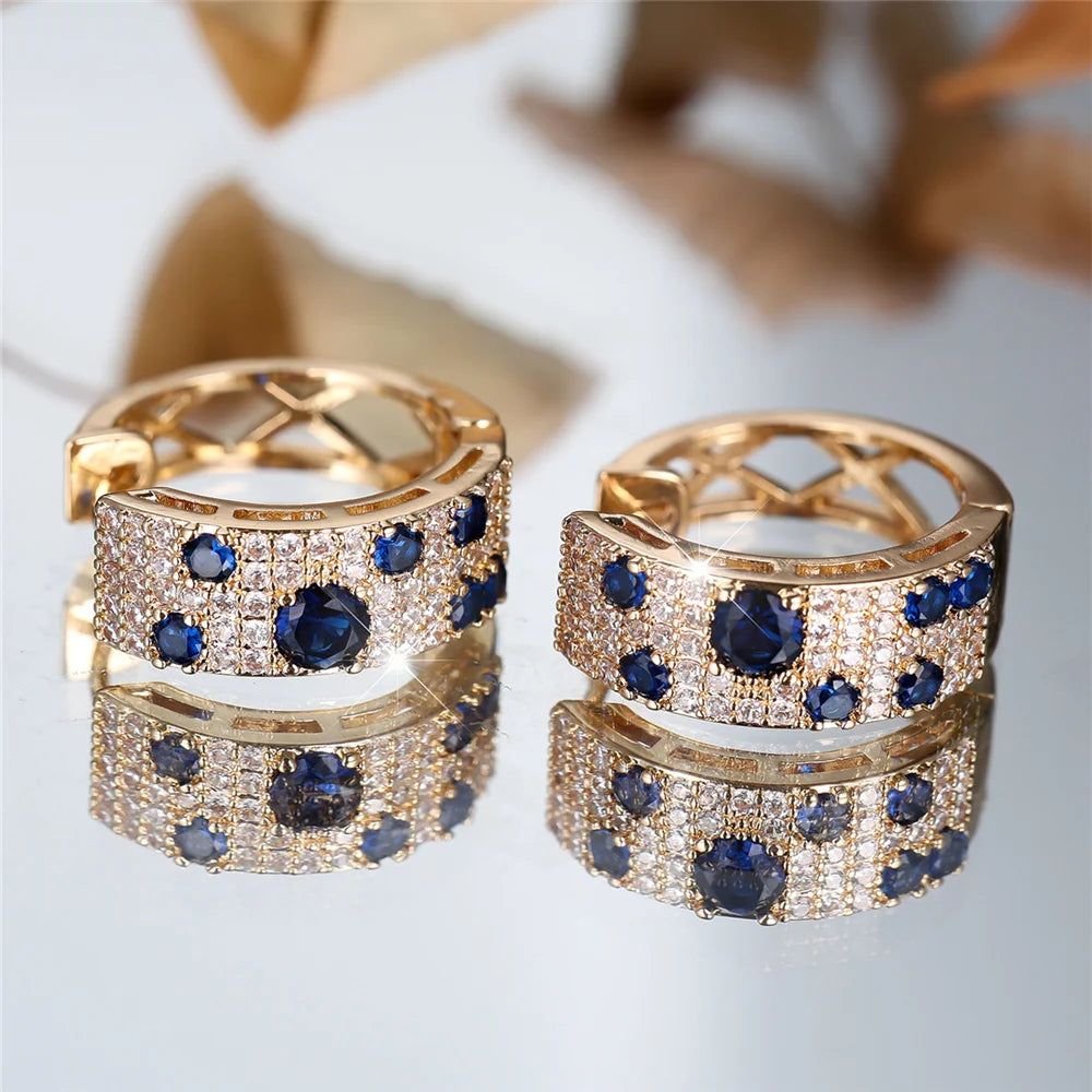 Blue Stone Gold Earrings