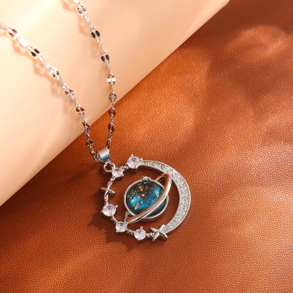 Saturn Moon Celestial Necklace