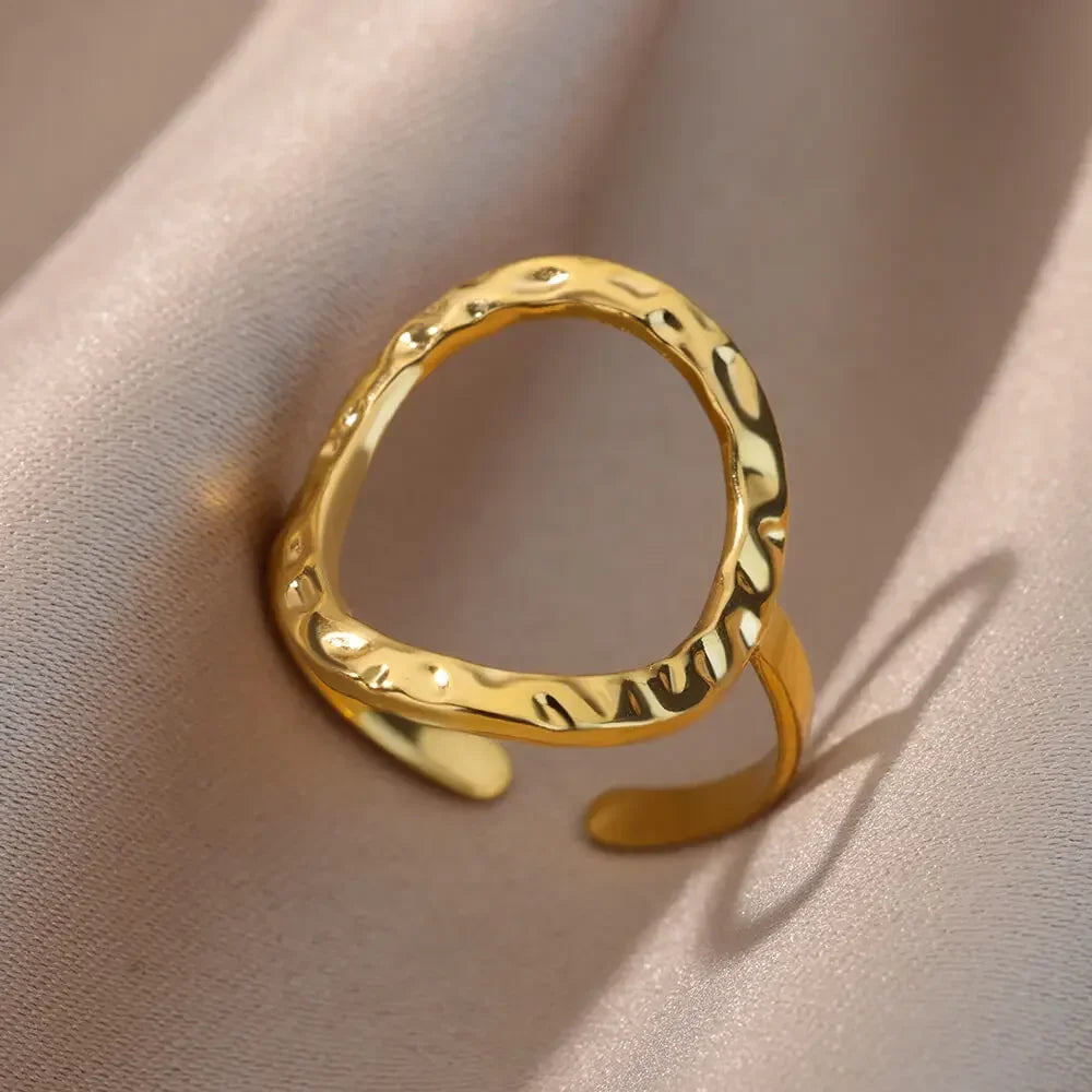 Stainless Steel Rings for Women Aesthetic Heart Gold Color Wedding