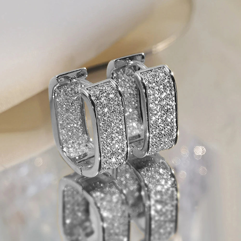 Golden Rectangle Pave Earring