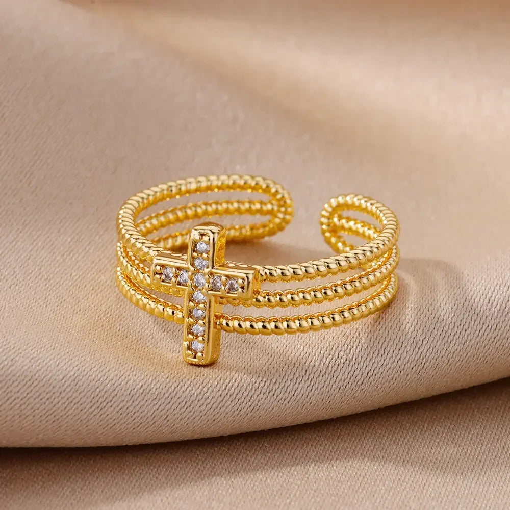 Stainless Steel Rings for Women Aesthetic Heart Gold Color Wedding
