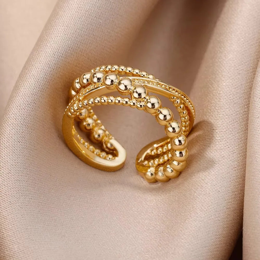 Elegance Modern Ring Collection - Golden Finish Zircon Rings