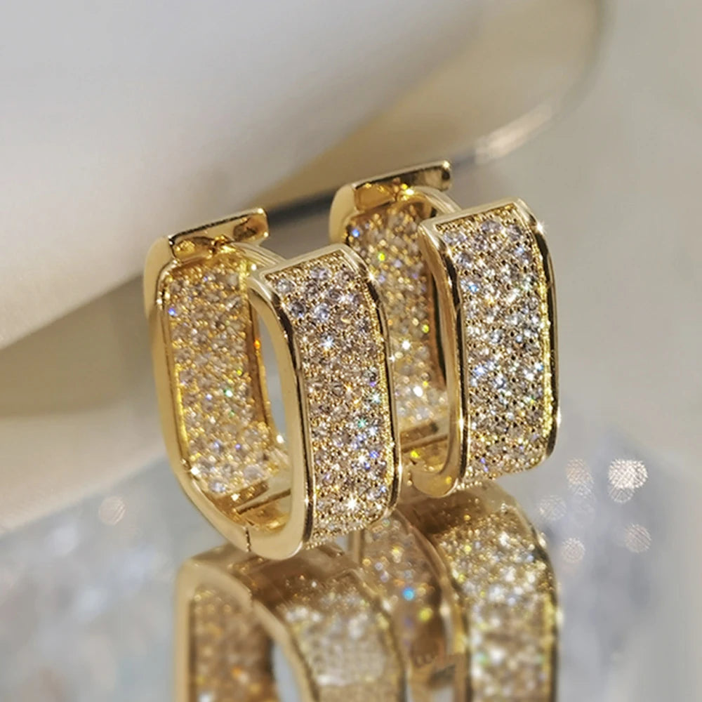 Golden Rectangle Pave Earring