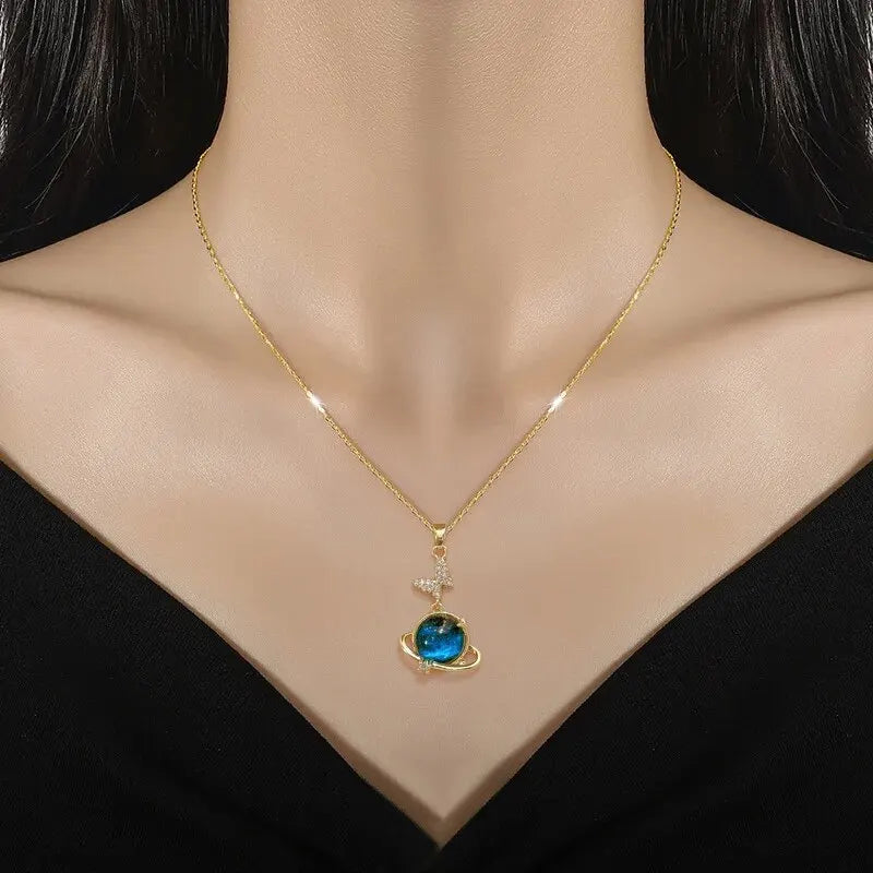 Saturn Moon Celestial Necklace