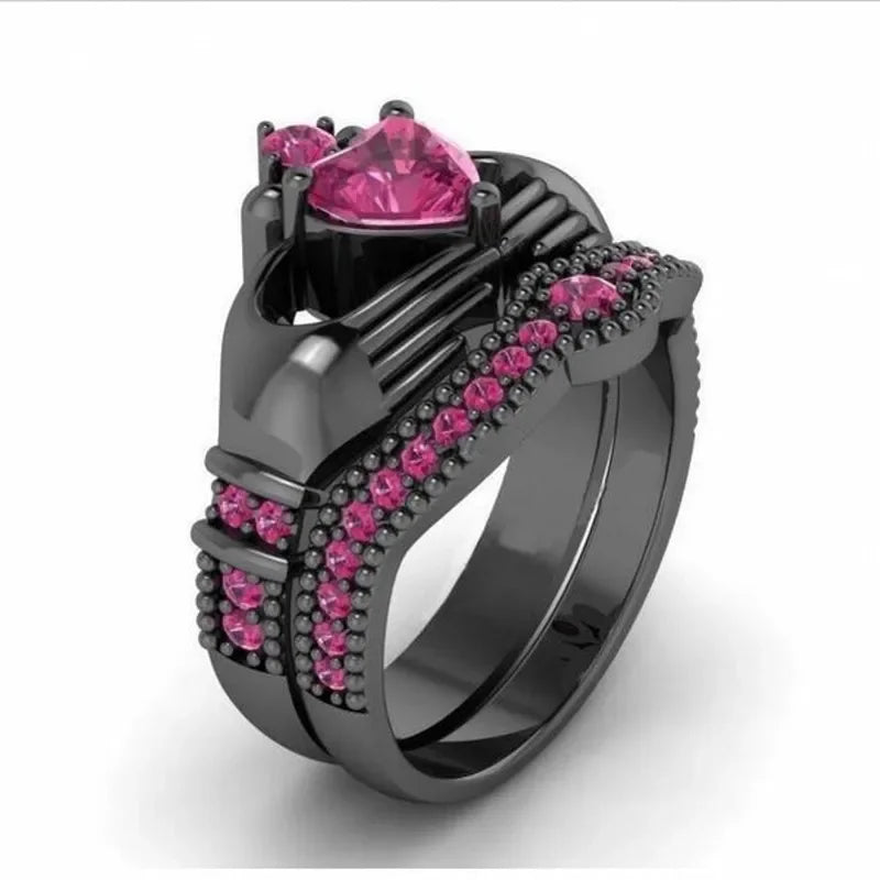 Queen Heart Lab Emerald Claddagh Ring