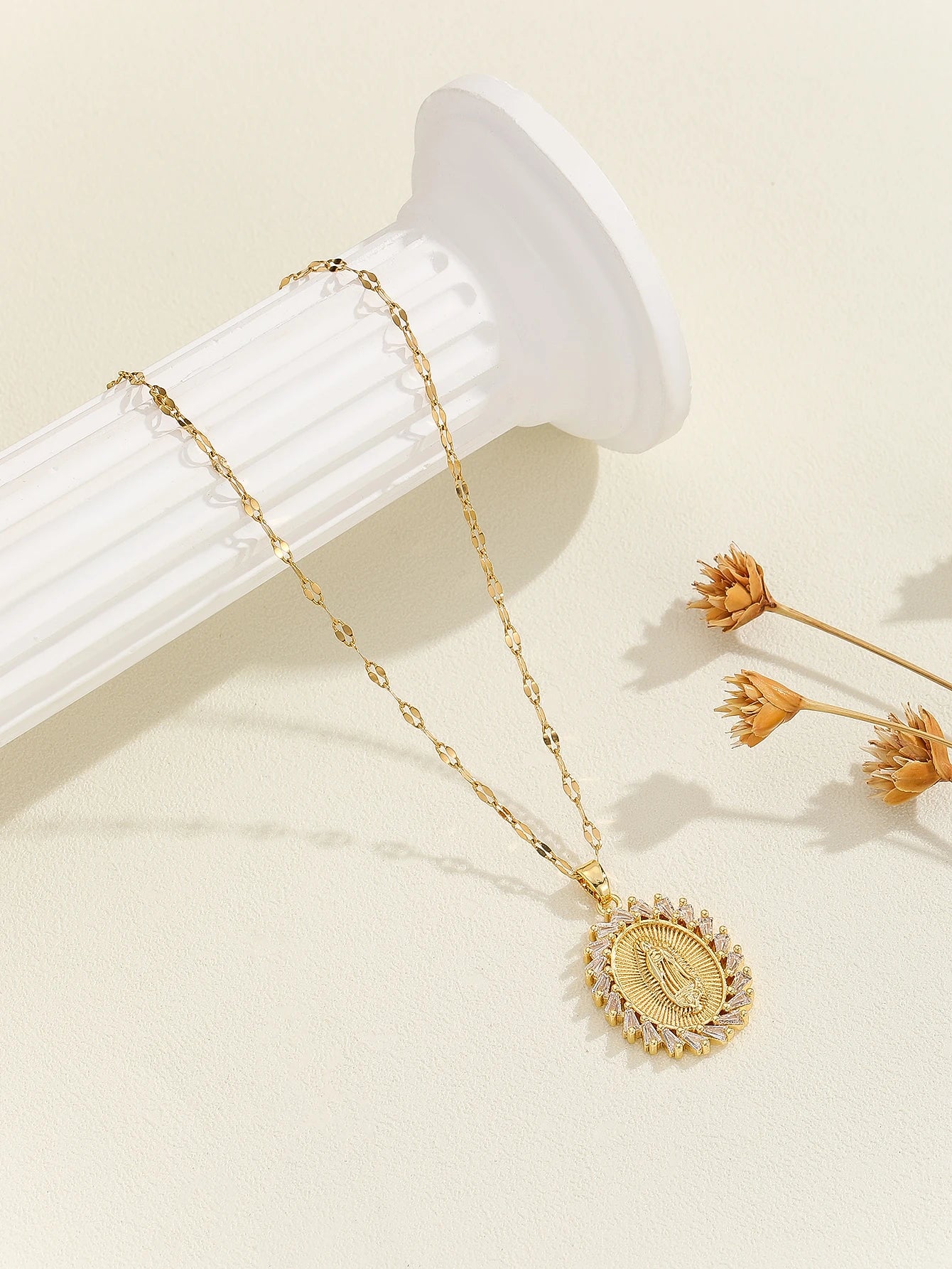 Luxury Gold Plated Multicolor CZ Pendant - Vintage Charm Necklace