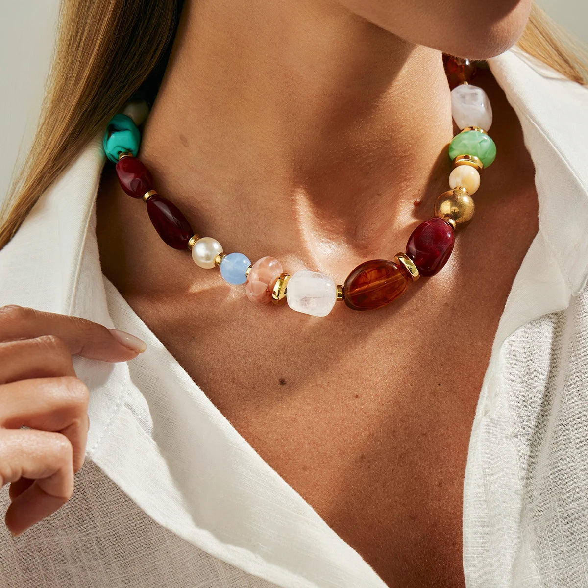 Boho Resin Stone Necklace