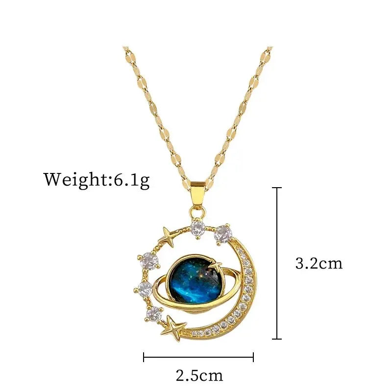 Saturn Moon Celestial Necklace