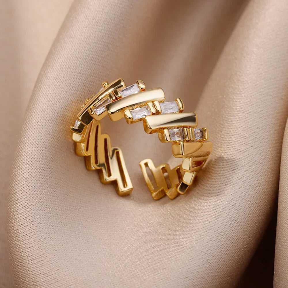 Stainless Steel Rings for Women Aesthetic Heart Gold Color Wedding