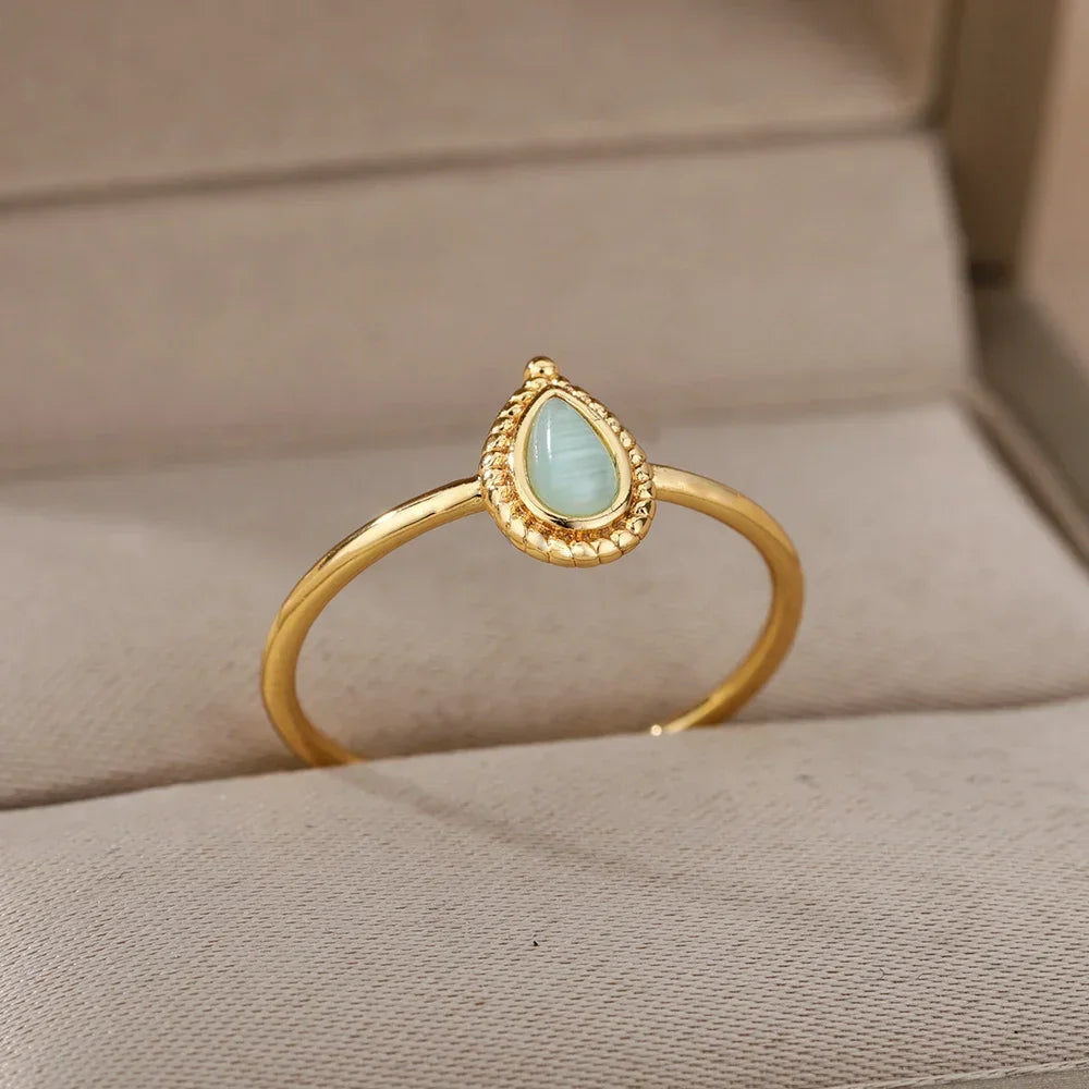 Stainless Steel Rings for Women Aesthetic Heart Gold Color Wedding