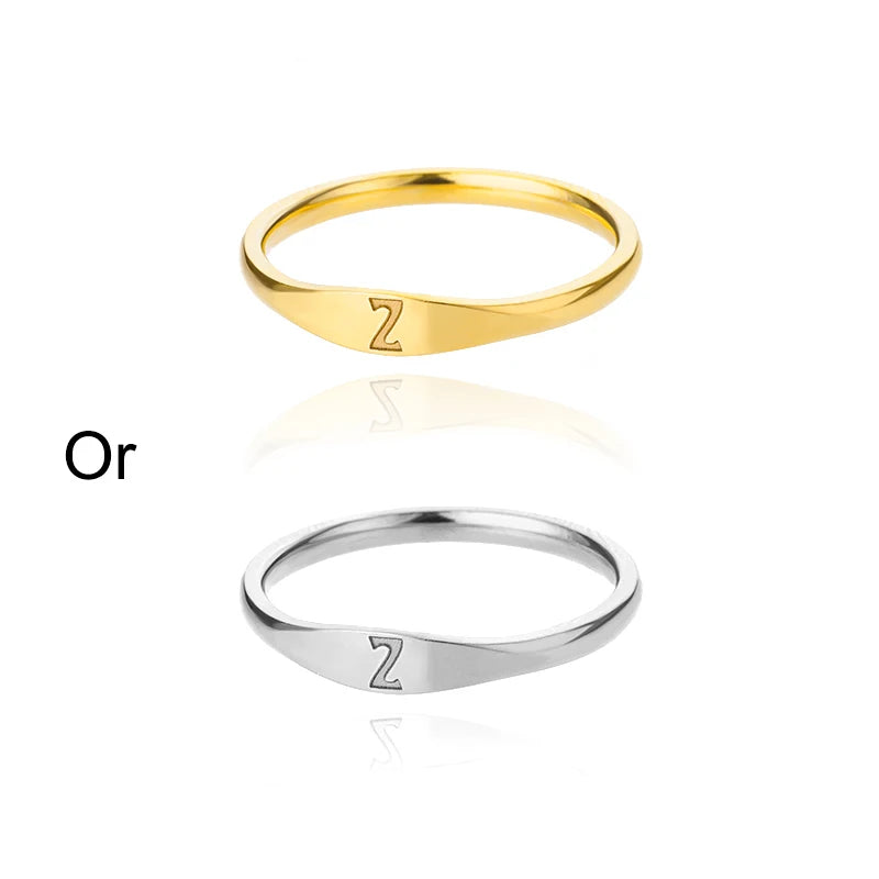 Minimalist Initial Signet Ring - Personalized Gold & Silver Letter Rings