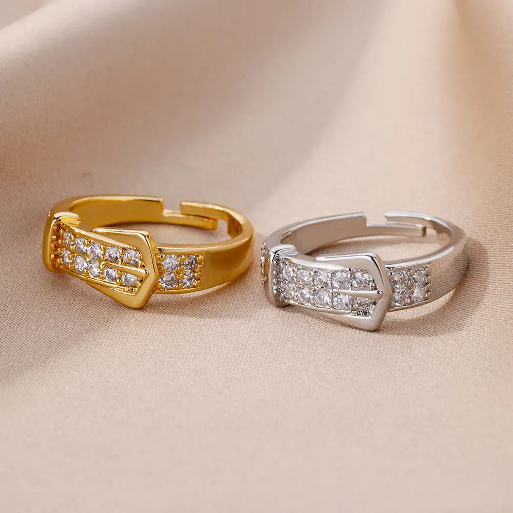Elegance Modern Ring Collection - Golden Finish Zircon Rings