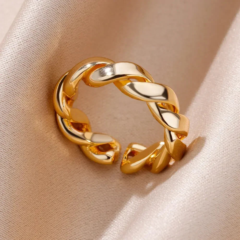 Stainless Steel Rings for Women Aesthetic Heart Gold Color Wedding