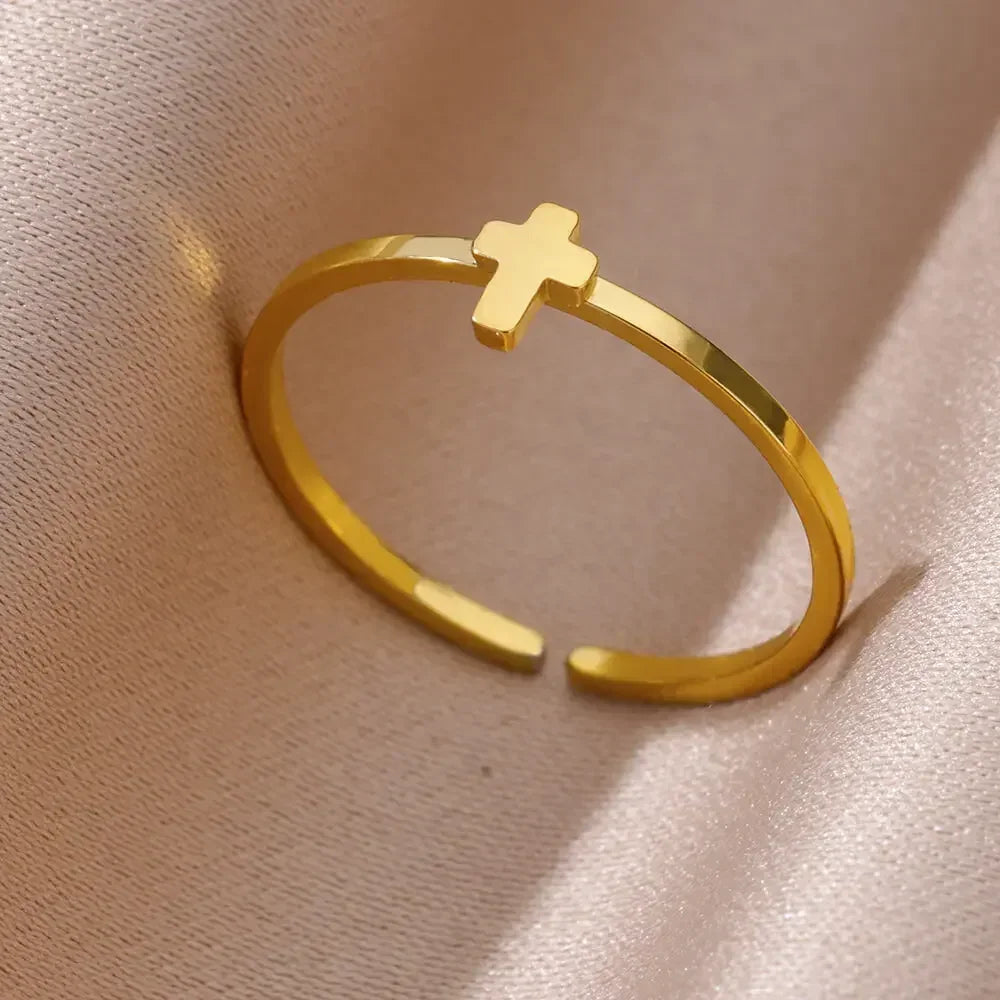 Stainless Steel Rings for Women Aesthetic Heart Gold Color Wedding