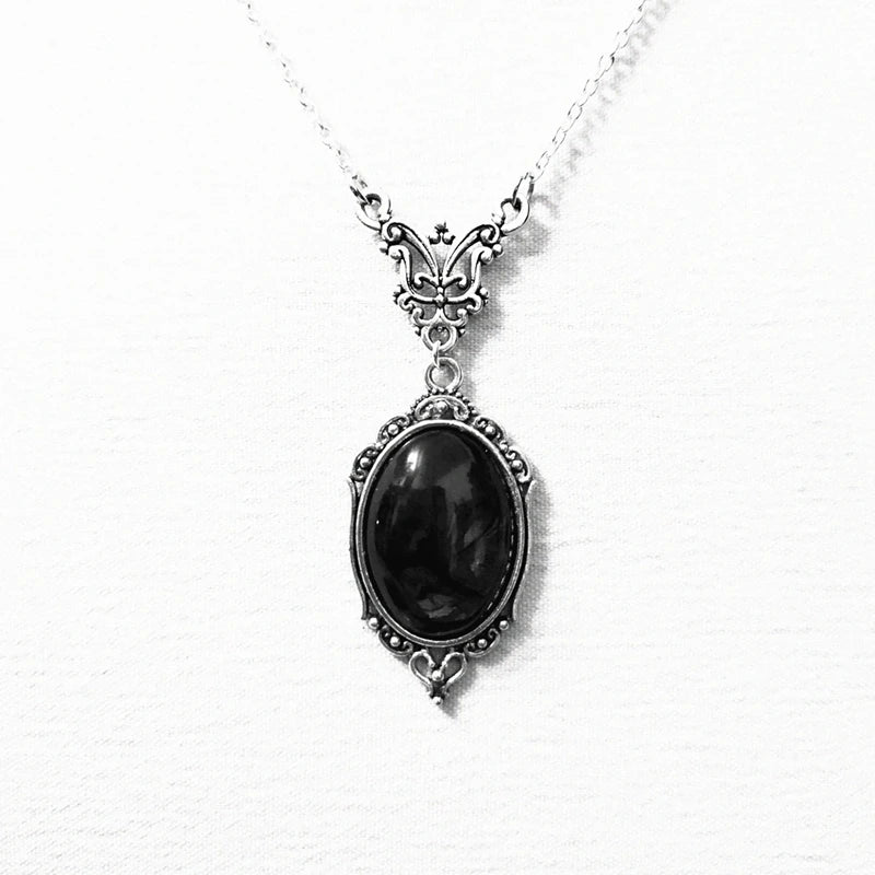 Gothic Blood Red Quartz Charm Necklace Oval Pendant Necklace