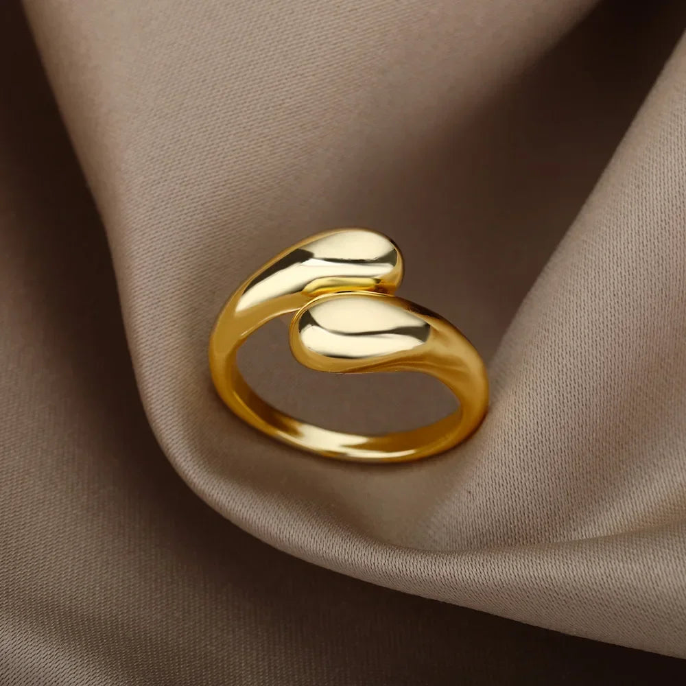 Stainless Steel Rings for Women Aesthetic Heart Gold Color Wedding