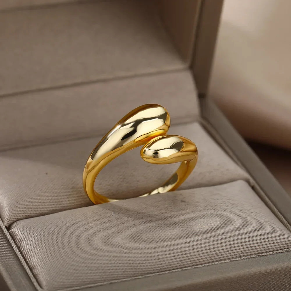Stainless Steel Rings for Women Aesthetic Heart Gold Color Wedding