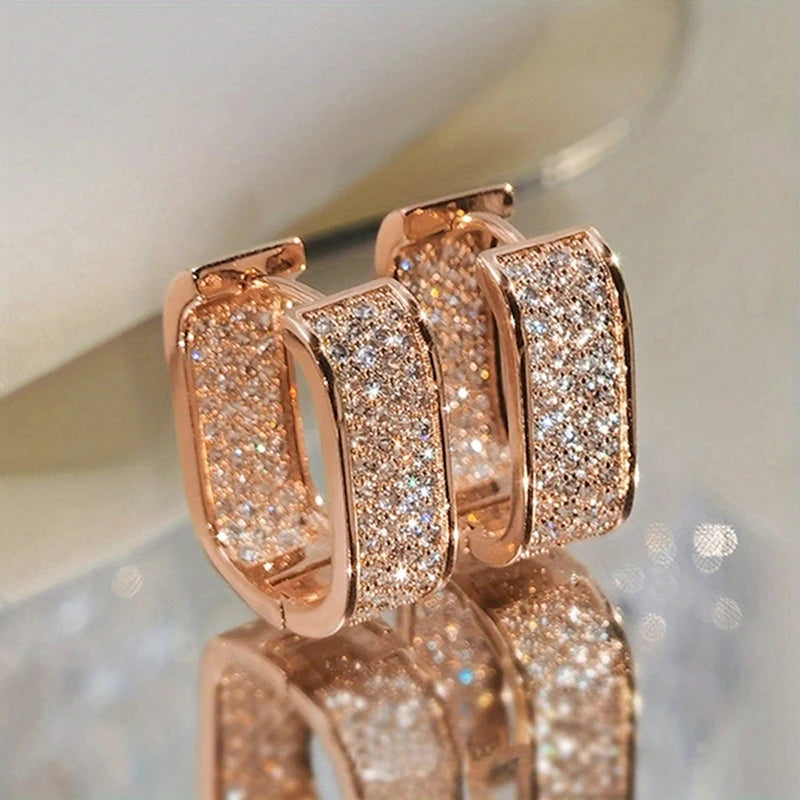 Golden Rectangle Pave Earring