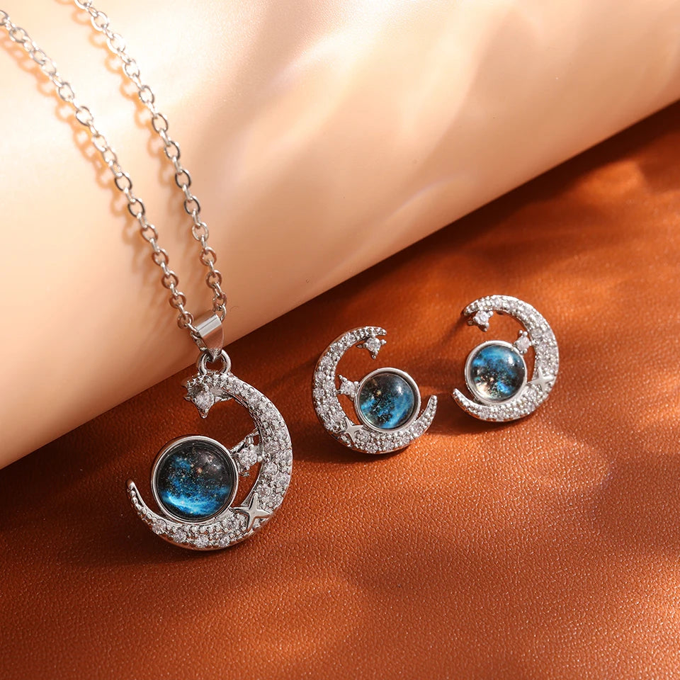 Saturn Moon Celestial Necklace