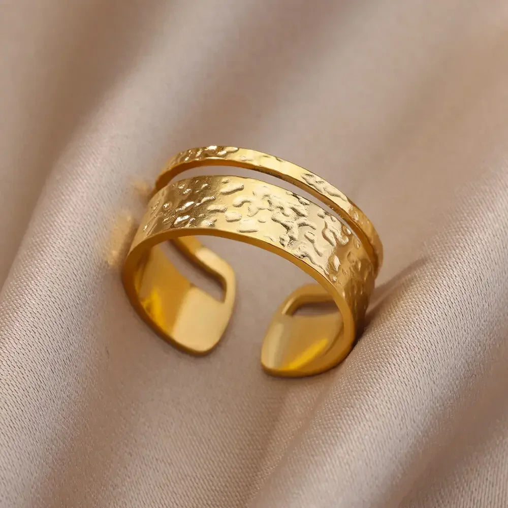 Stainless Steel Rings for Women Aesthetic Heart Gold Color Wedding