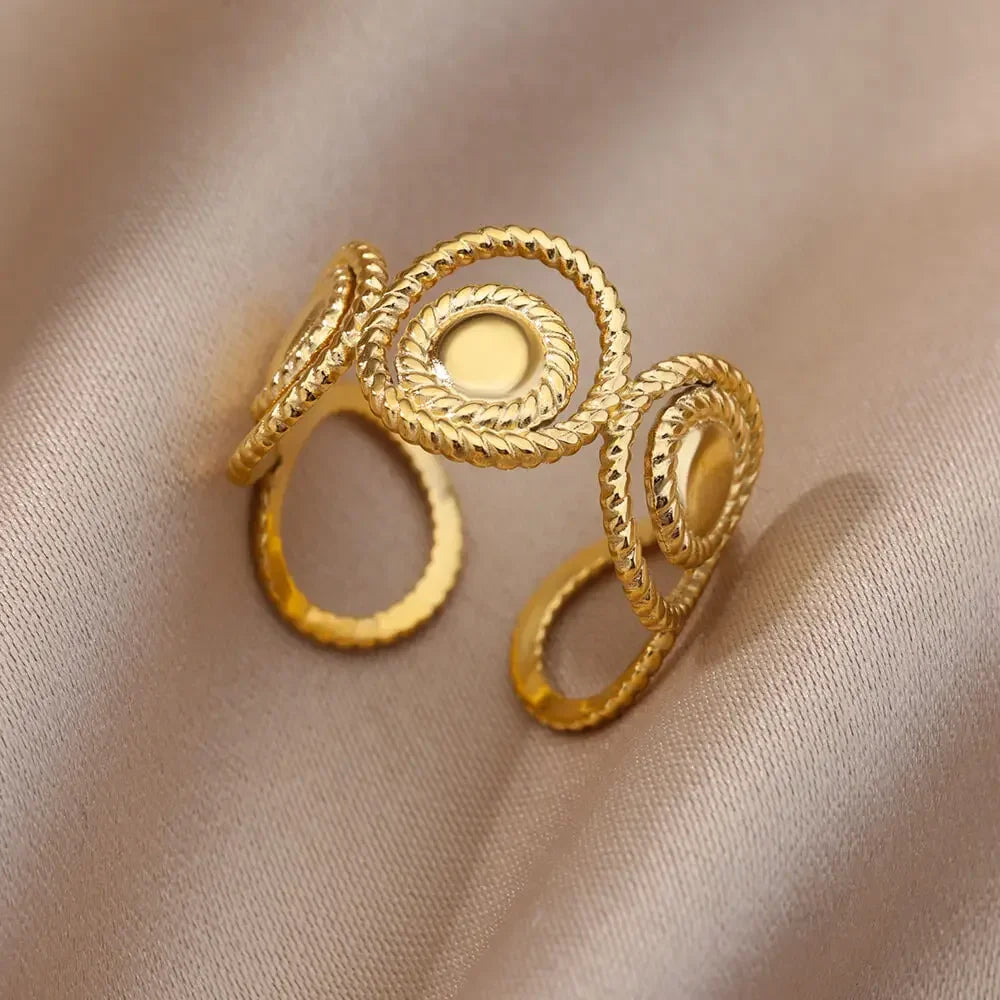 Stainless Steel Rings for Women Aesthetic Heart Gold Color Wedding