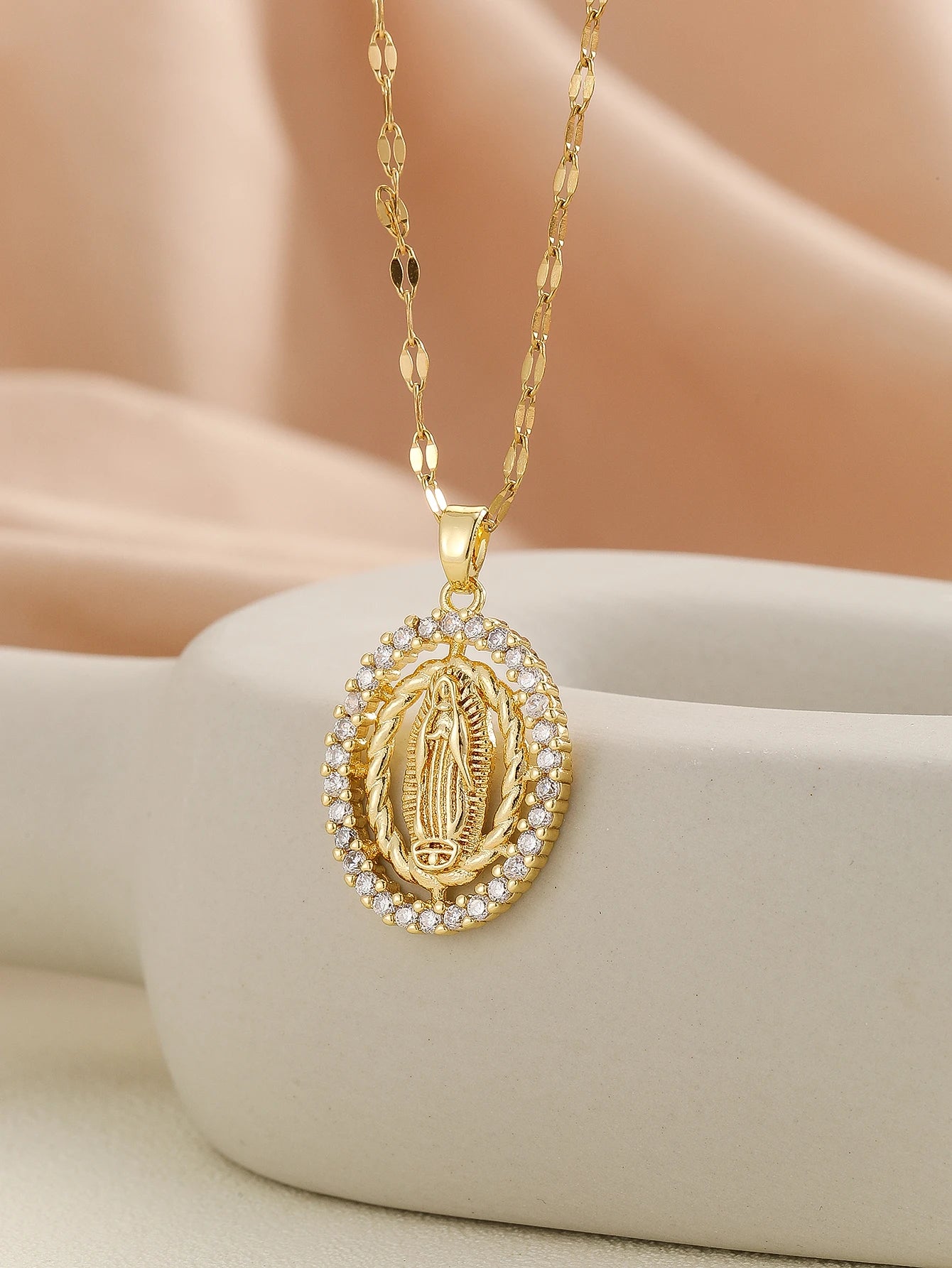 Luxury Gold Plated Multicolor CZ Pendant - Vintage Charm Necklace