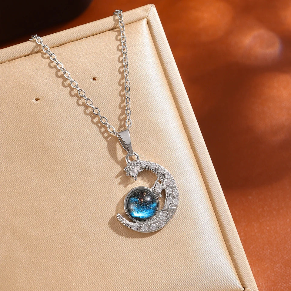 Saturn Moon Celestial Necklace