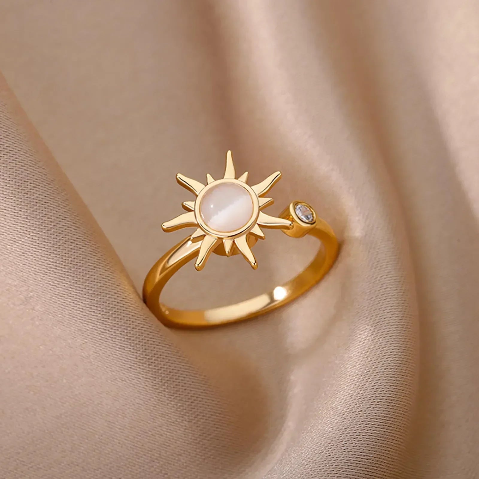 Stainless Steel Rings for Women Aesthetic Heart Gold Color Wedding