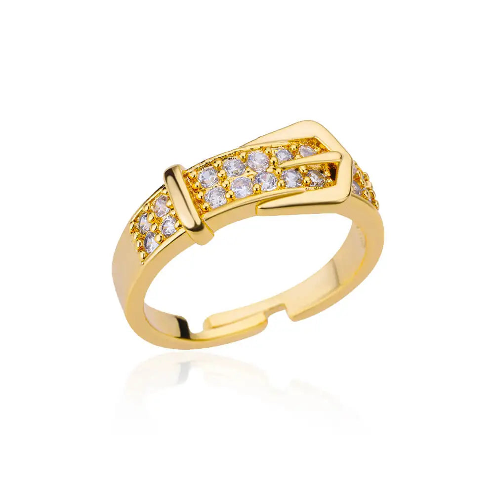 Elegance Modern Ring Collection - Golden Finish Zircon Rings