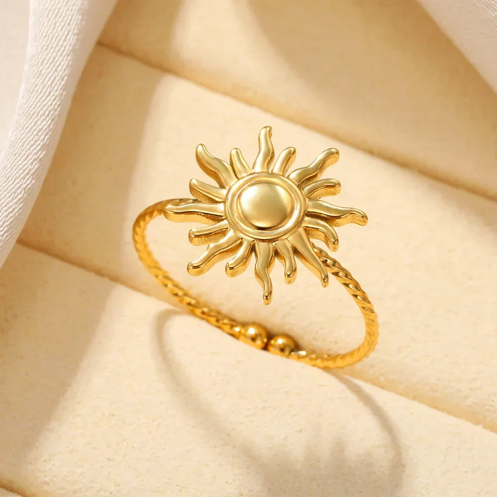 Stainless Steel Rings for Women Aesthetic Heart Gold Color Wedding