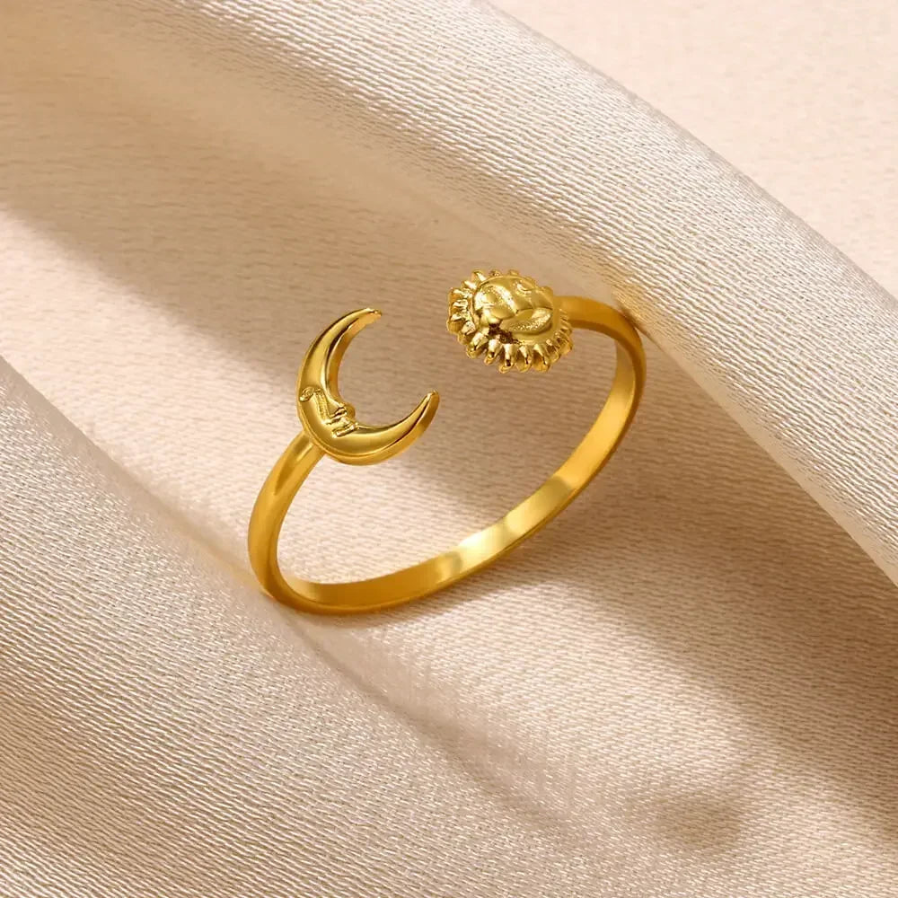 Stainless Steel Rings for Women Aesthetic Heart Gold Color Wedding
