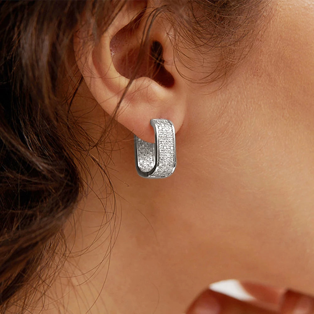Golden Rectangle Pave Earring