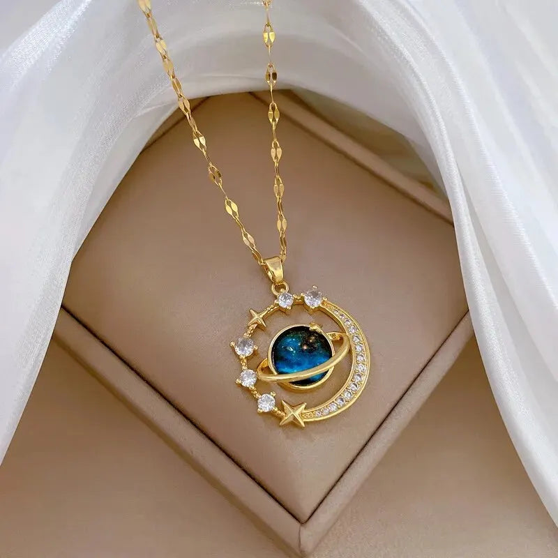 Saturn Moon Celestial Necklace