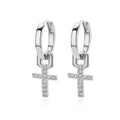 earring Eternal Cross Pave Huggies