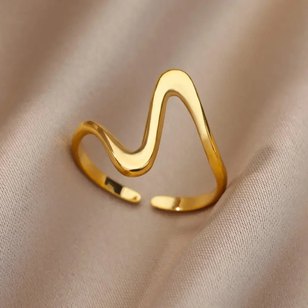 Stainless Steel Rings for Women Aesthetic Heart Gold Color Wedding