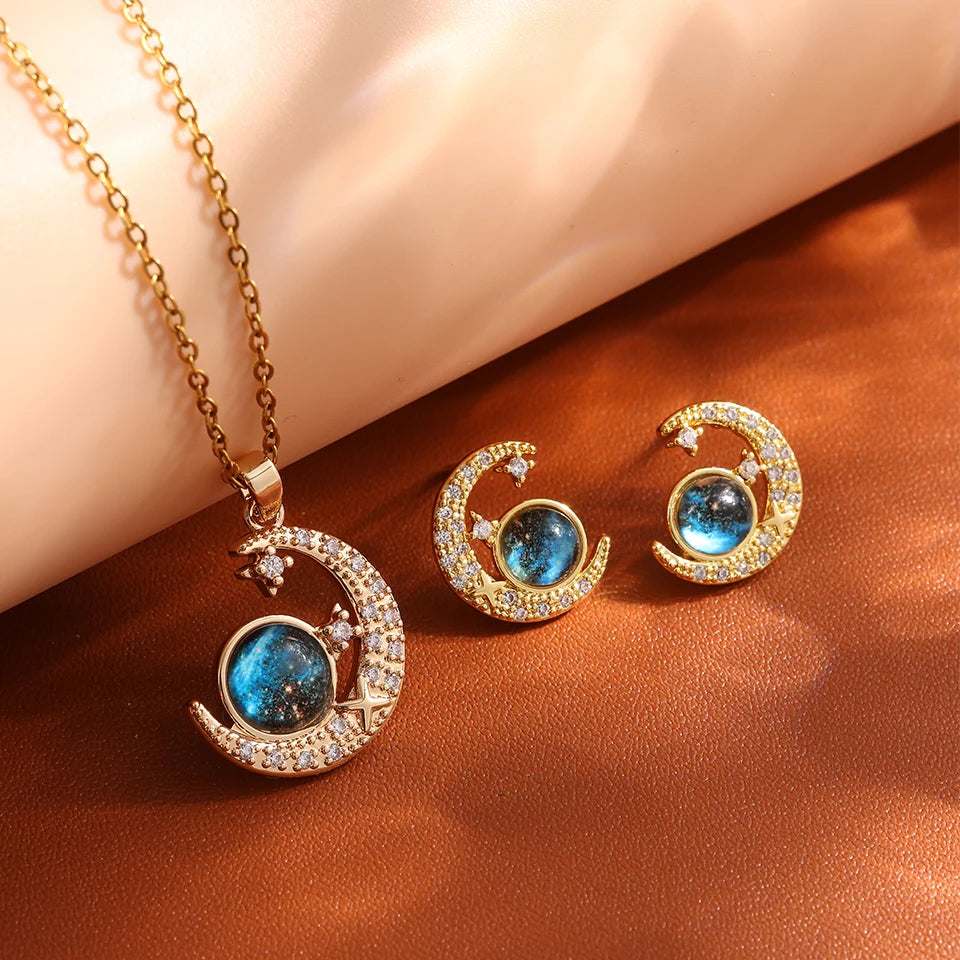 Saturn Moon Celestial Necklace