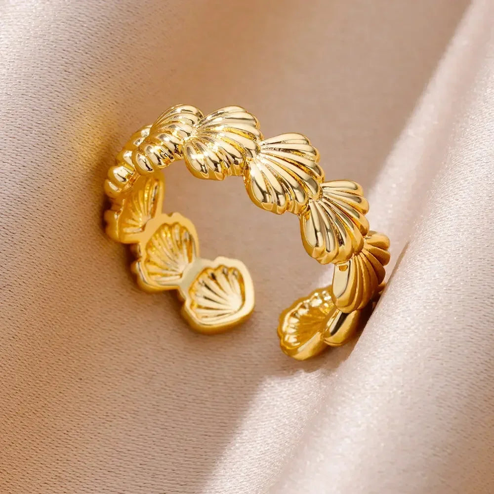 Stainless Steel Rings for Women Aesthetic Heart Gold Color Wedding