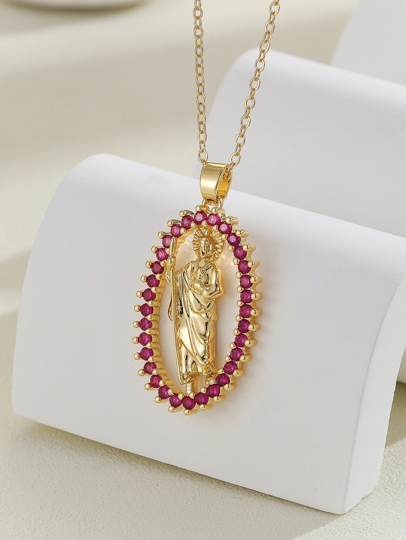 Luxury Gold Plated Multicolor CZ Pendant - Vintage Charm Necklace
