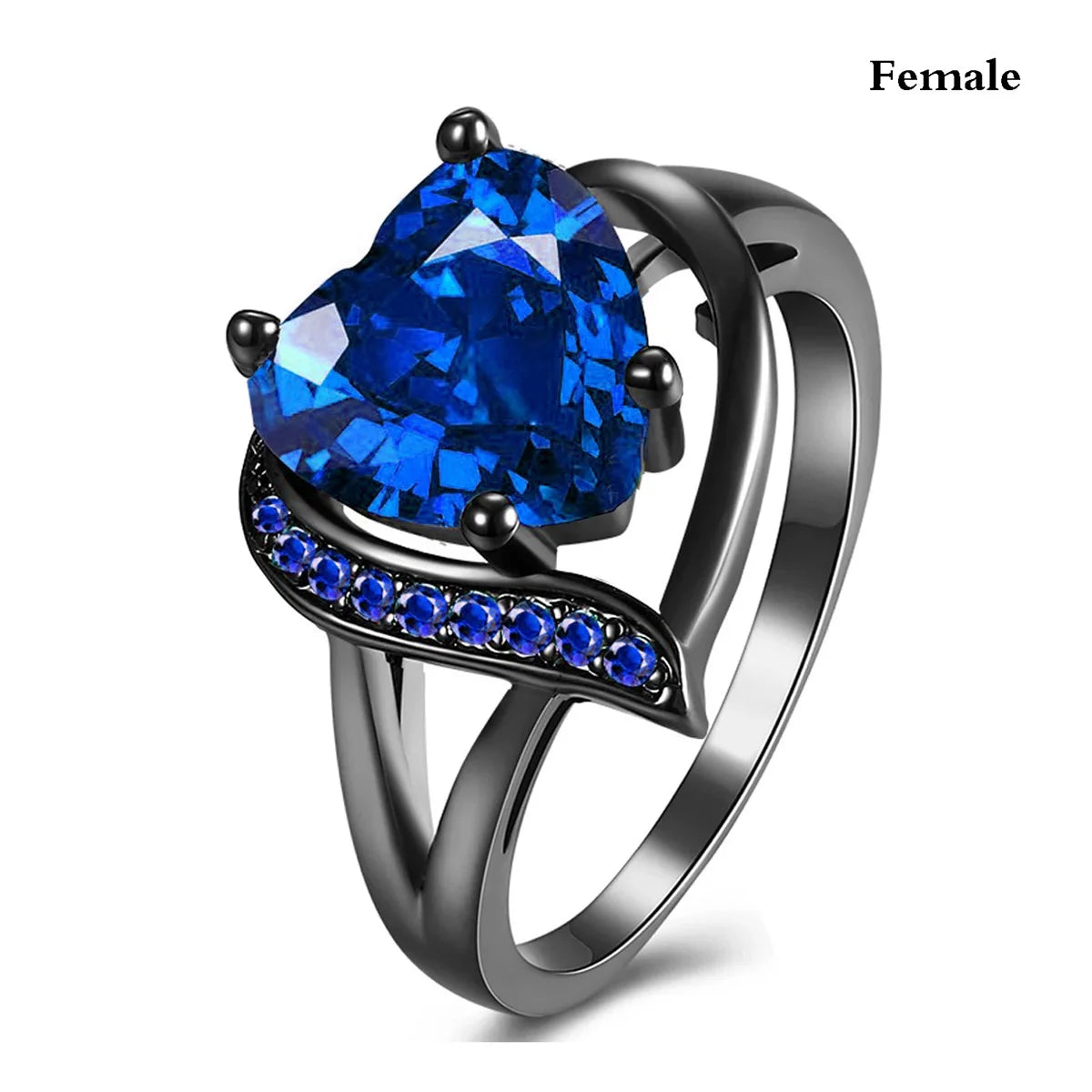 Romantic Women Heart Blue Rings