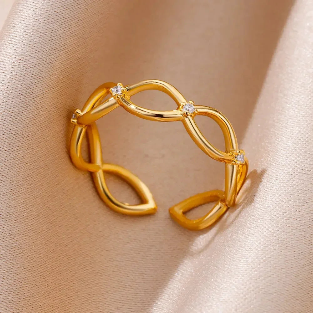 Stainless Steel Rings for Women Aesthetic Heart Gold Color Wedding